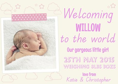 New Baby Girl Announcement Card