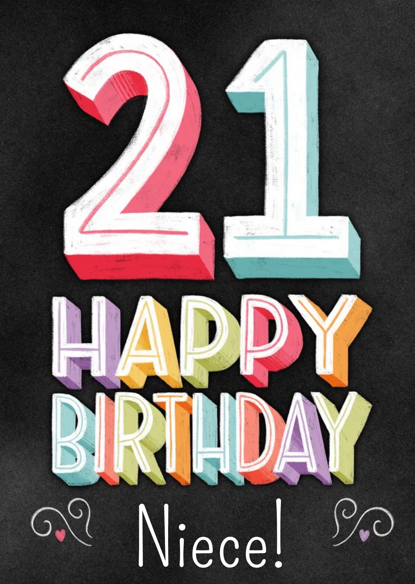 Moonpig Colourful Typographic Niece 21st Birthday Card