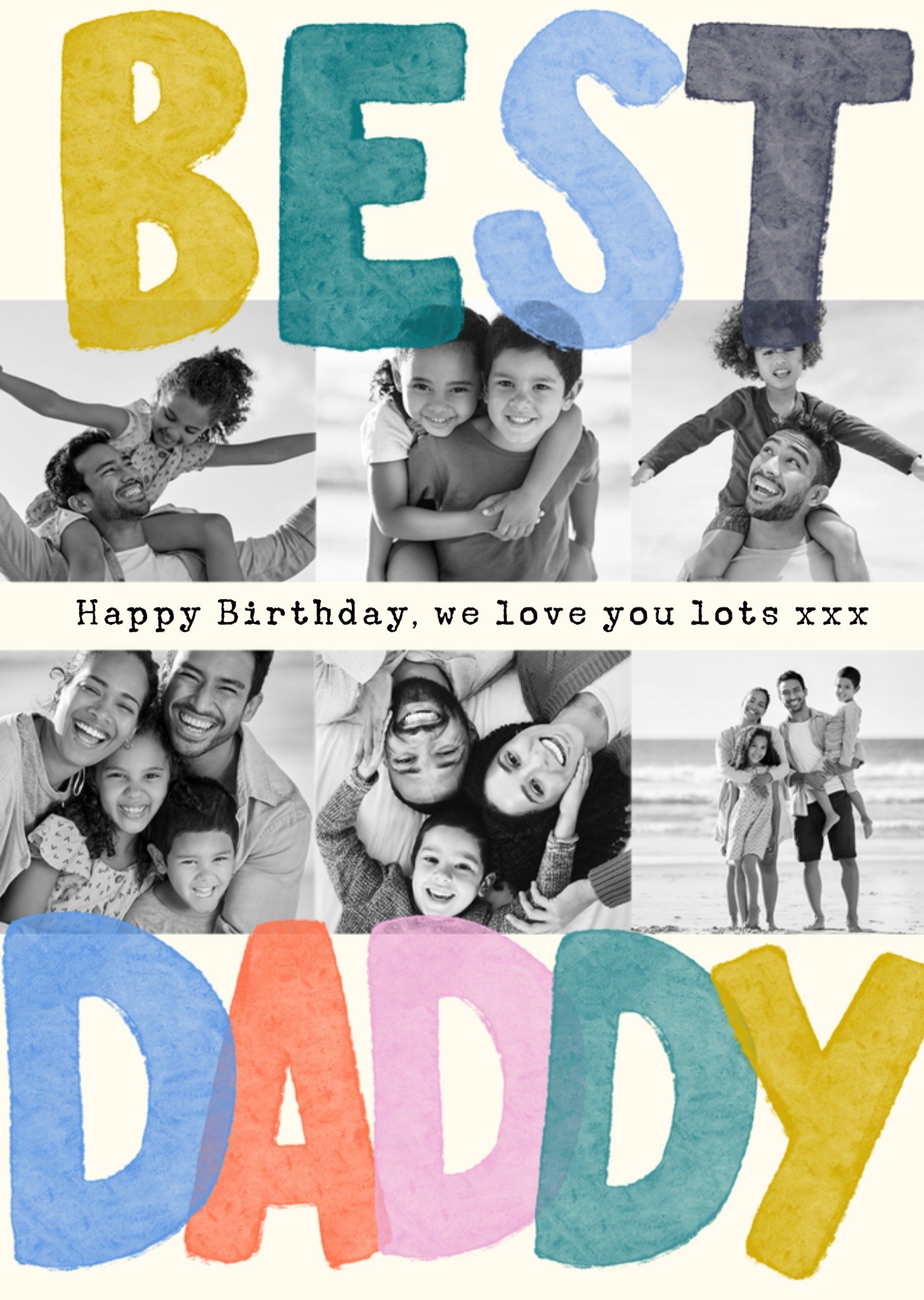 Moonpig Best Daddy Colourful Lettering Photo Upload Birthday Card