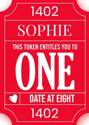 One Date At 8 Token Personalised Text Card