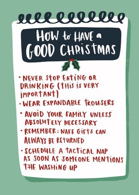 How To Have A Good Christmas List Funny Card