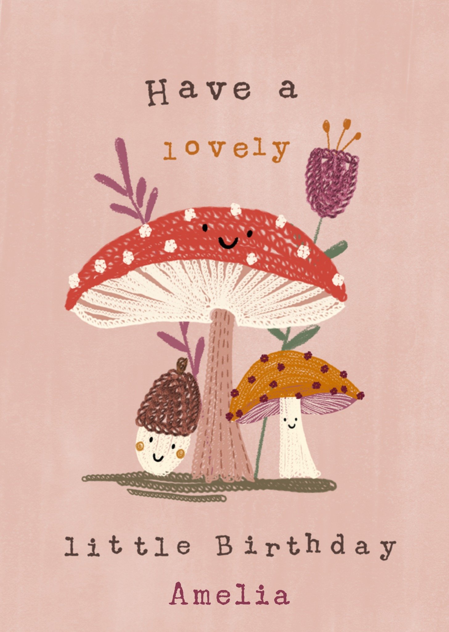 Moonpig Cute Mushrooms Illustrated Autumnal Birthday Card