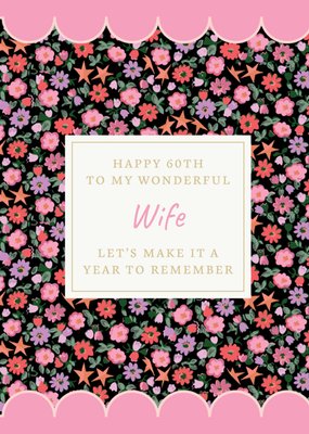 Cath Kidston Happy 60th To My Wonderful Wife Floral Birthday Card
