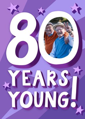 80 Years Young Photo Upload Birthday Card