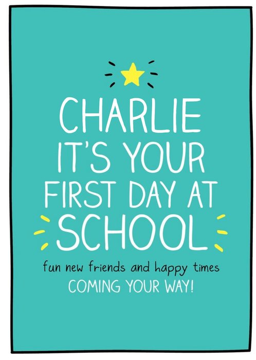 Happy Jackson New School Star Hand Drawn Lettering Blue Card