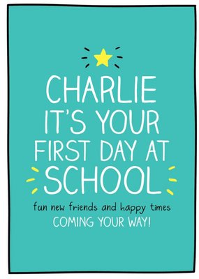 Happy Jackson New School Star Hand Drawn Lettering Blue Card