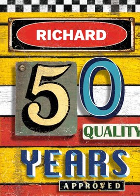 Fab 50 Years Sign Birthday Card