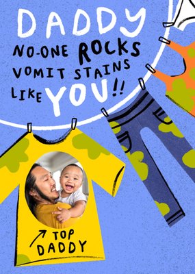 Dad No One Rocks Vomit Stains Like You Illustrated Laundry Photo Upload Father’s Day Car