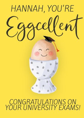 Illustration Of A Smiling Egg Wearing A Mortarboard Congratulations On Your University Exams Card