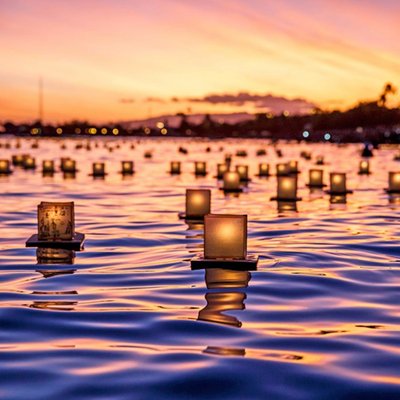 Photographic Lanterns On River Diwali Just a Note Card