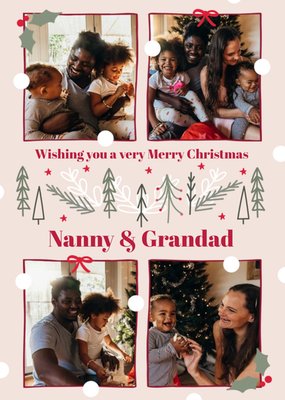 Four Decorated Photo Frames On A Pink Background Photo Upload Christmas Postcard