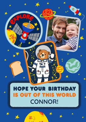 Astronaut Paddington Out Of This World Birthday Photo Upload Card