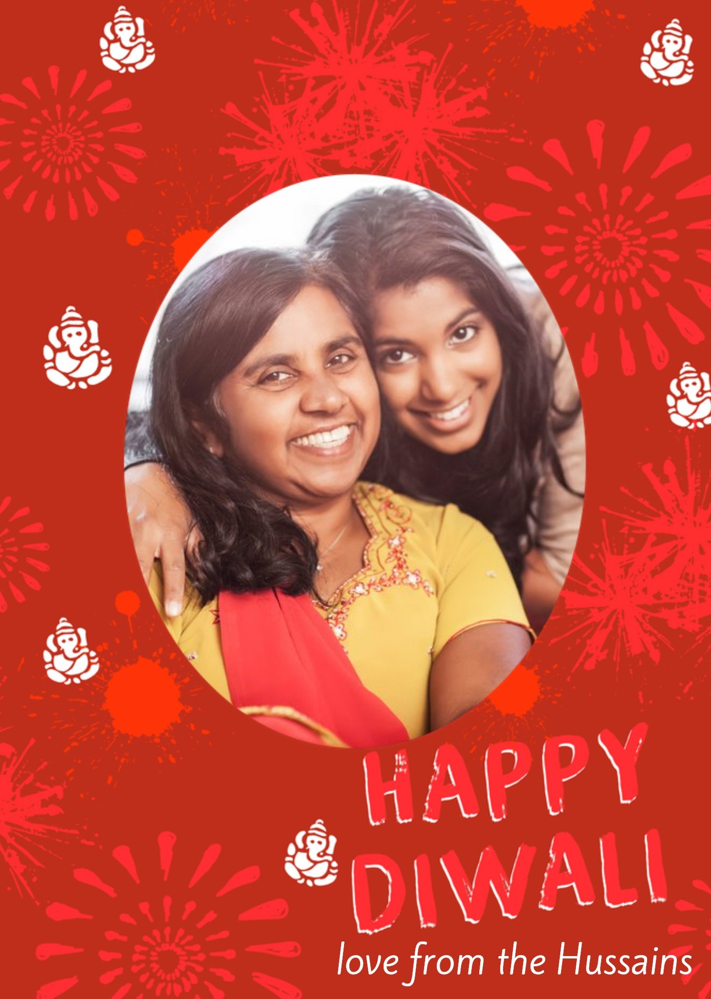 Moonpig Red Circular Frame Photo Upload Happy Diwali Card