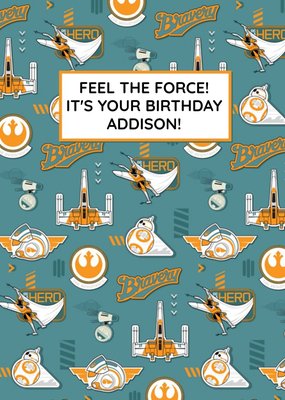 Star Wars Episode 9 The Rise of Skywalker feel the force personalised birthday card