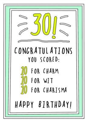 Go La La Funny Congratulations 30th Birhday Score Card