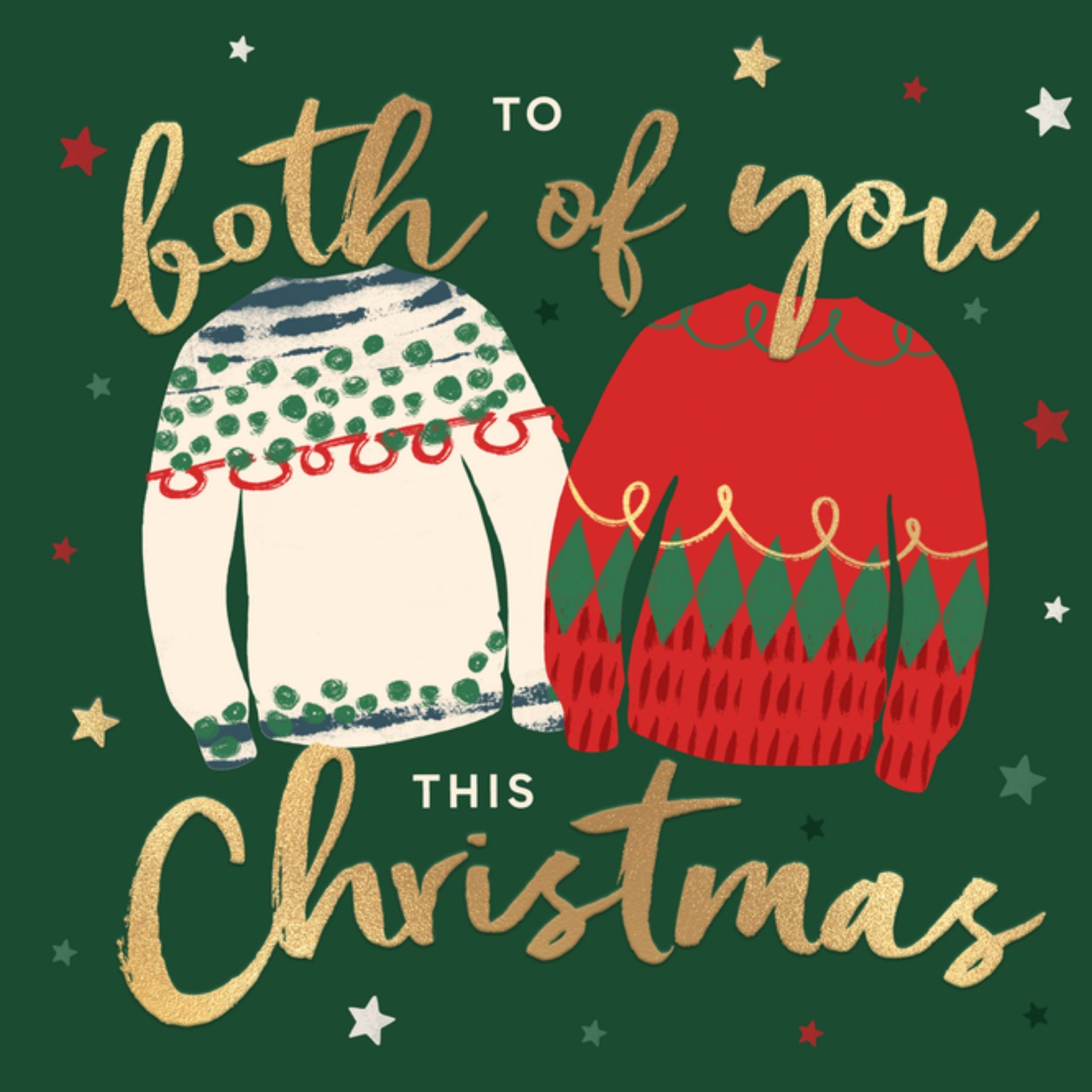 Moonpig To Both Of You Illustrated Christmas Jumpers Card