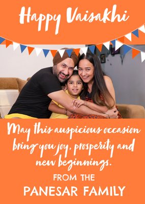Shine Bright Joy Prosperity New Beginnings Photo Upload Happy Vaisakhi Card