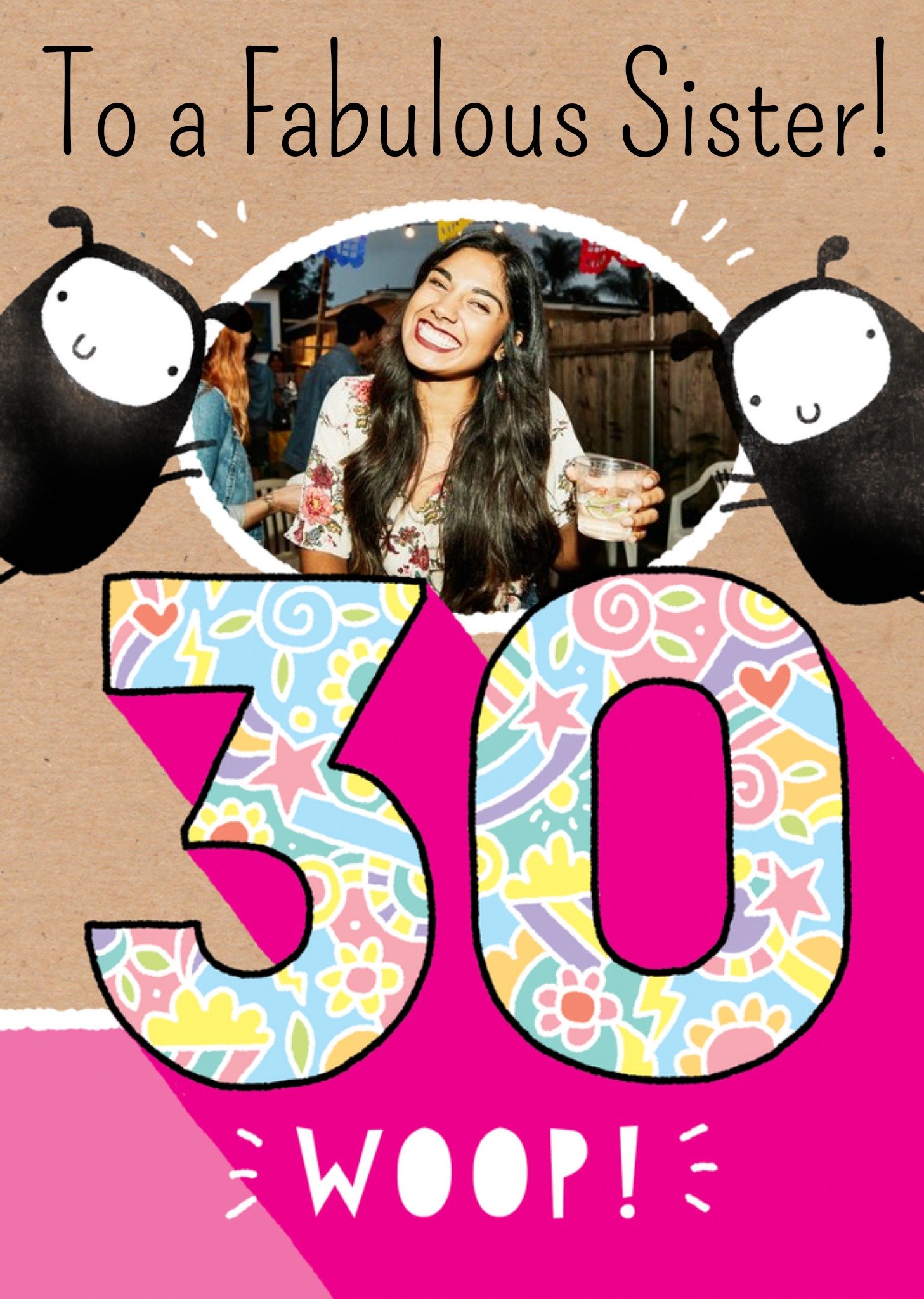 Moonpig Deeply Sheeply To A Fabulous Sister 30th Birthday Photo Upload Card