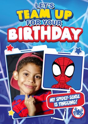 Spidey And His Amazing Friends Let's Team Up For Your Birthday Photo Upload Card