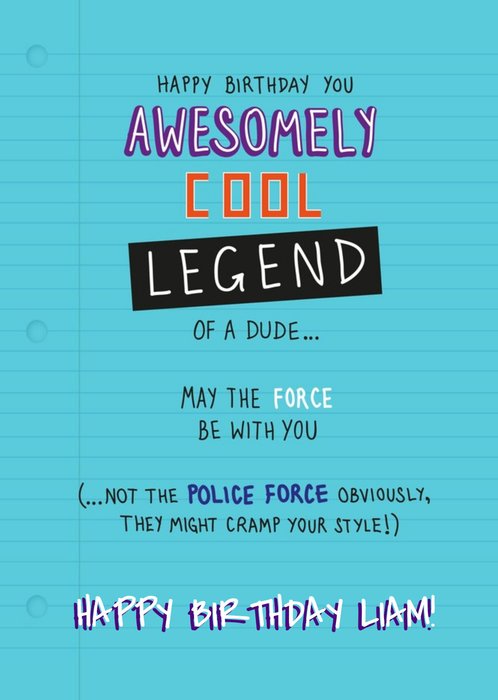 Awesomely Cool Legend Of A Dude Personalised Card