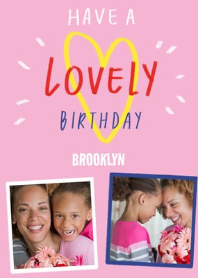 Double Photo Upload Lovely Heart Birthday Card