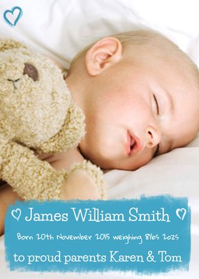 Proud Parents Personalised Photo Upload Baby Announcement Postcard