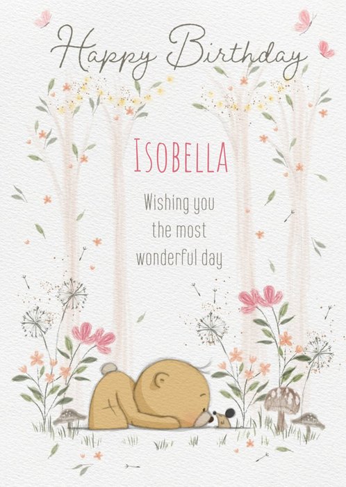 Cute Uddle Floral Forest Birthday Card