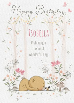 Cute Uddle Floral Forest Birthday Card