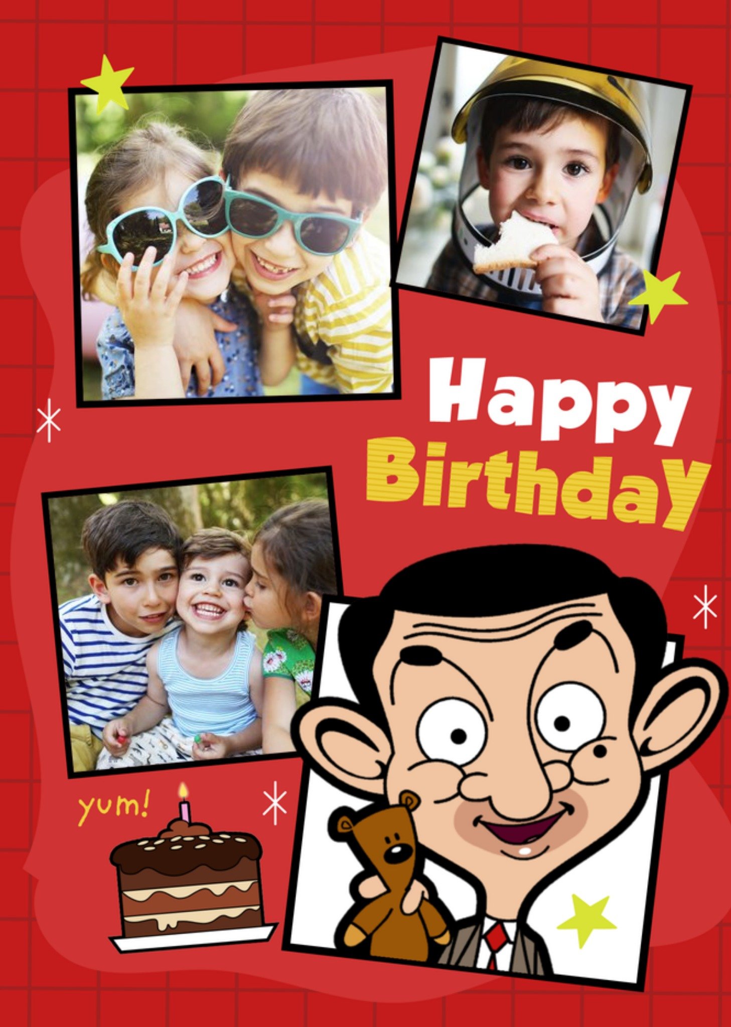 Moonpig Cute Mr Bean And Teddy Multiple Photo Upload Kids Birthday Card