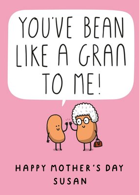 Illustration Of Two Bean Characters Funny Pun Mother's Day Card