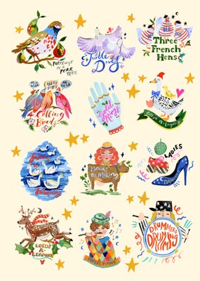 Eleanor Bowmer Twelve Days Of Christmas Illustration Card