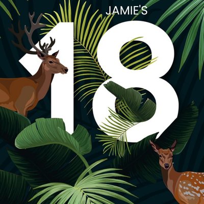 Illustrated Deer and Leaves 18th Birthday Card