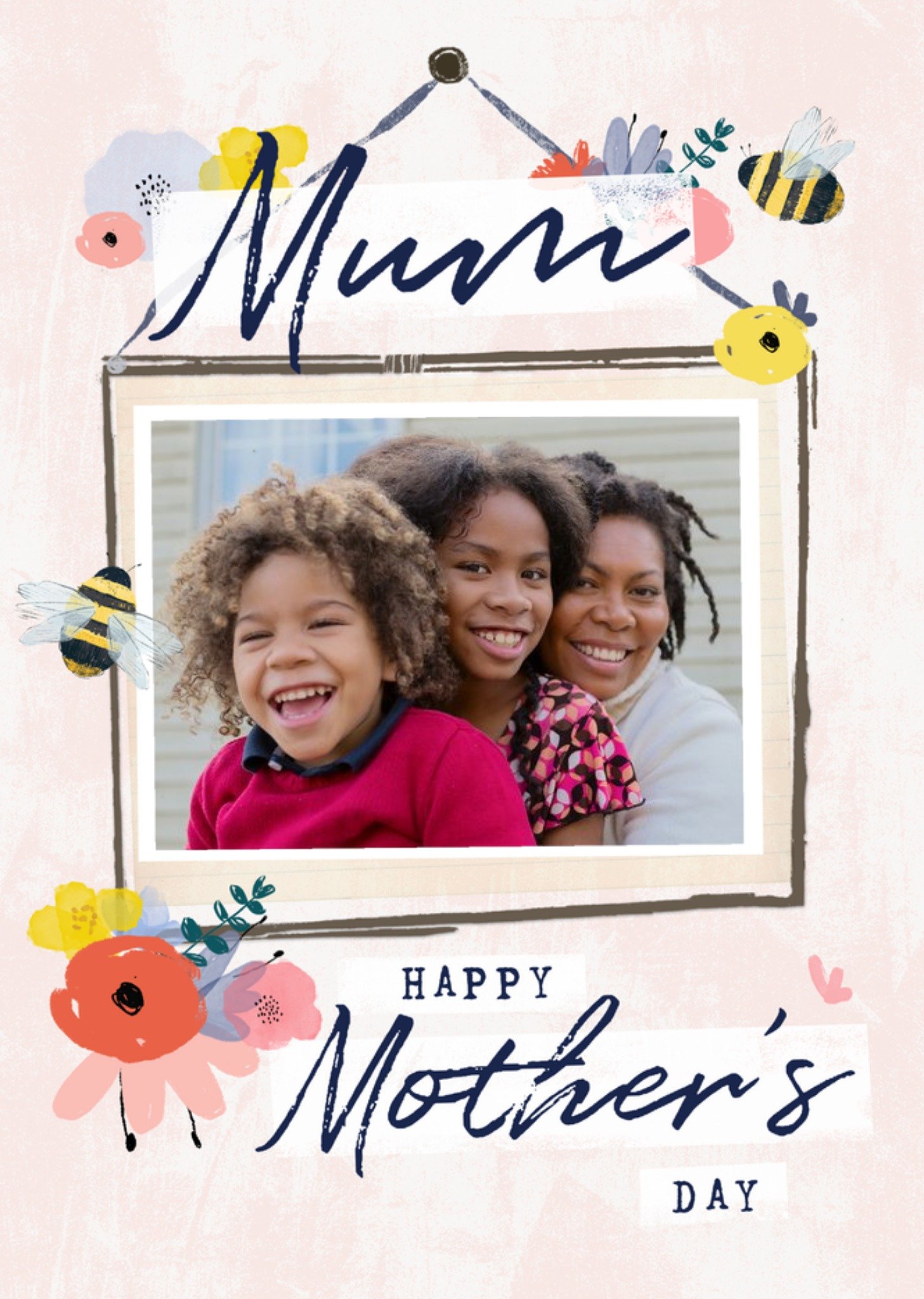 Moonpig Happy Mothers Day Mum Photo Upload Bees Knees Floral Design Mothers Day Card