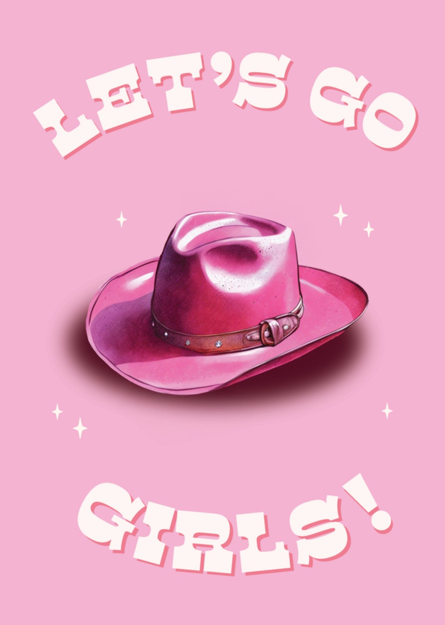 Moonpig Let's Go Girls Illustrated Cowgirl Hat Birthday Card
