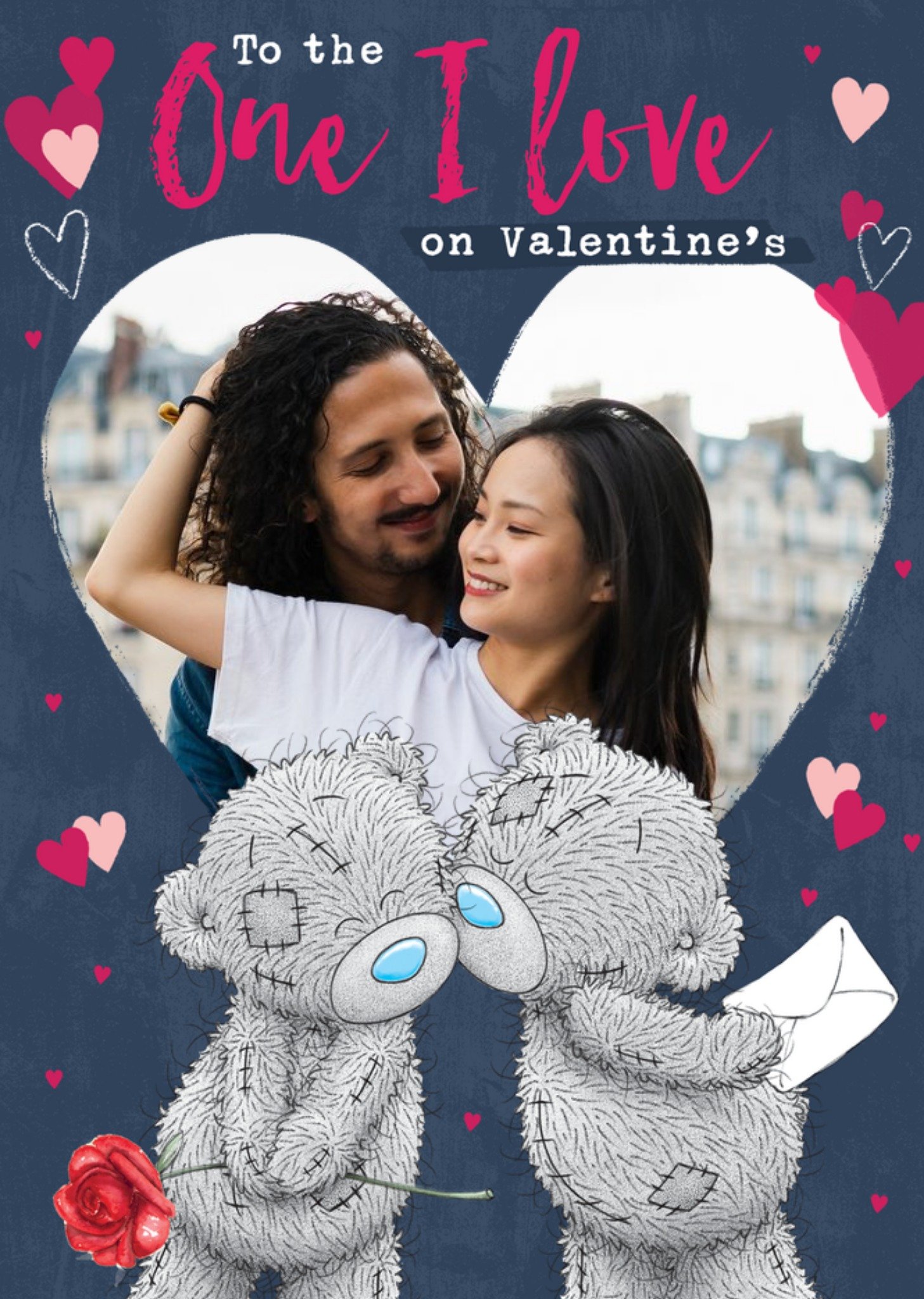 Me To You Tatty Teddy One I Love Heart Photo Upload Valentine's Card, Large
