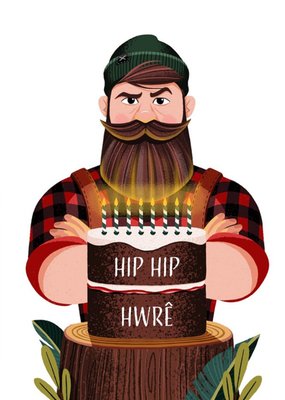 Folio Lumberjack Welsh Happy Birthday Card