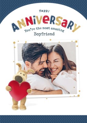 Boofle cute sentimental Boyfriend photo upload Anniversary card