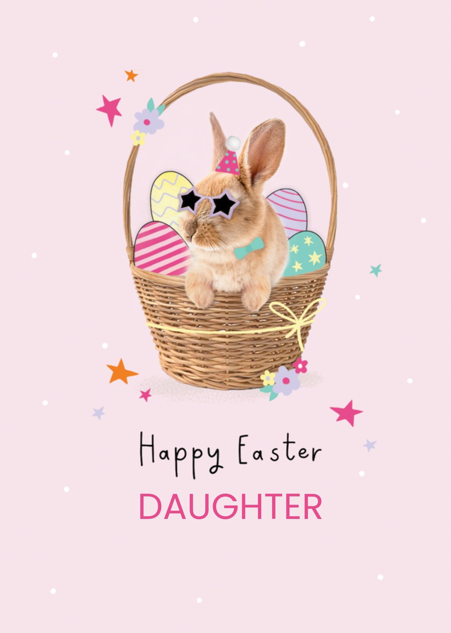 Moonpig Clintons Happy Easter Daughter Bunny In A Wicker Basket Easter Card