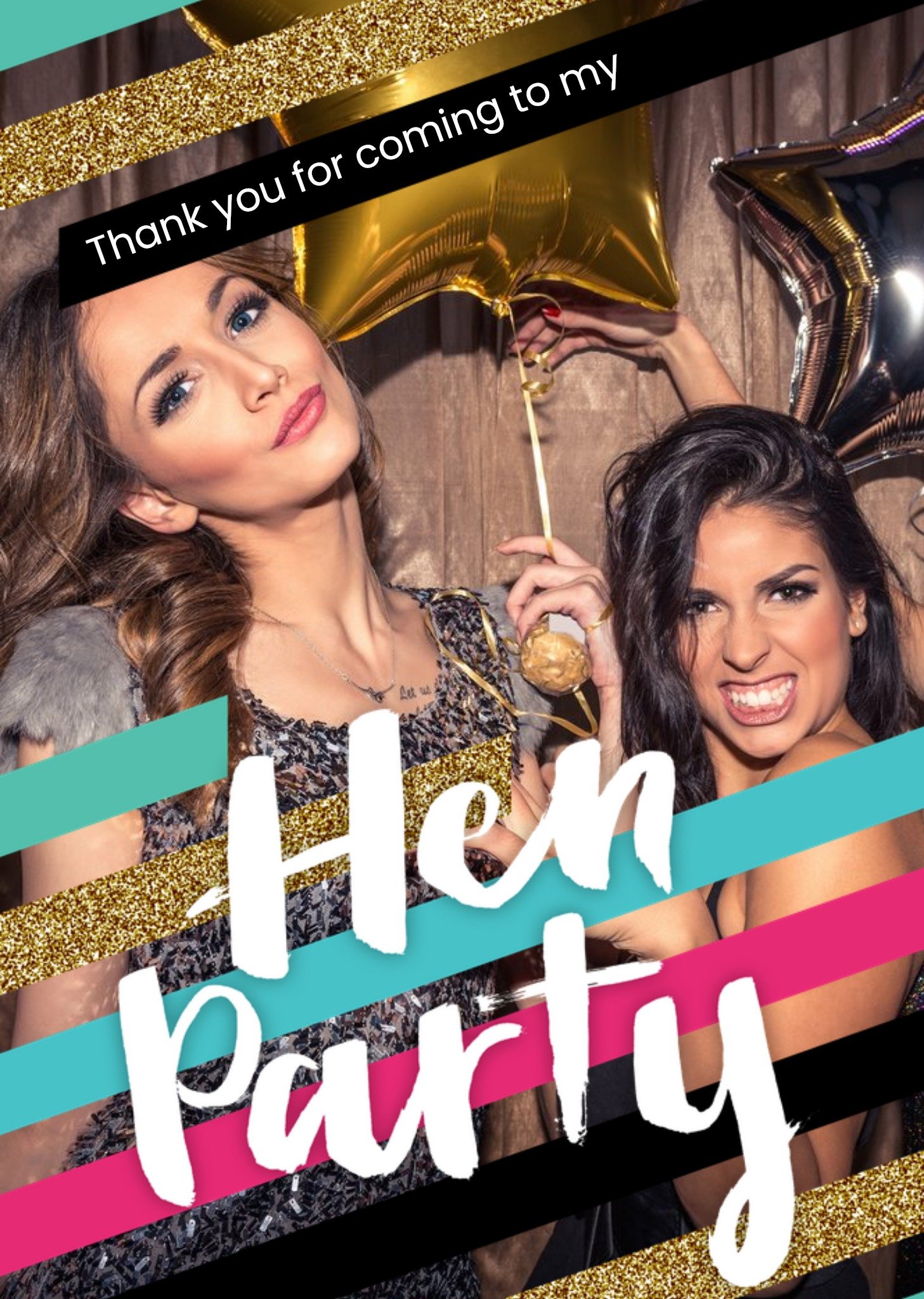 Moonpig Diagonal Stripes Thank You For Coming To My Hen Party Card