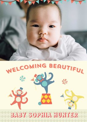 Circus Act New Baby Photo Card