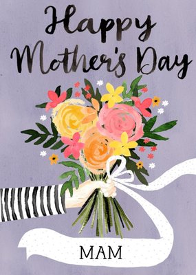 Traditional Illustrated Floral Mother's Day Card For Mam