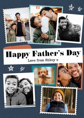 Modern Photo Upload Collage Father's Day Card