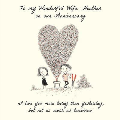 I Love You More Today Than Yesterday Personalised Happy Anniversary Card For Wife