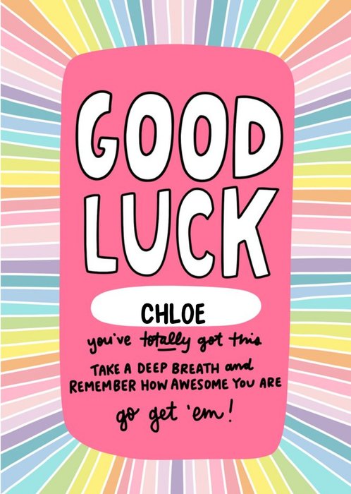 Rainbow Typographic Illustrated Good Luck Card