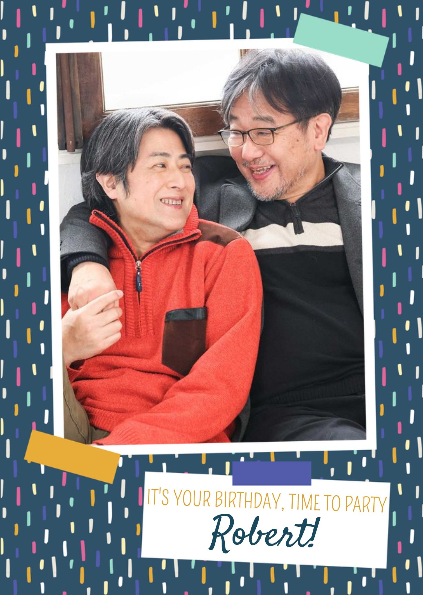 Moonpig Colourful Dashes Happy Birthday Photo Card