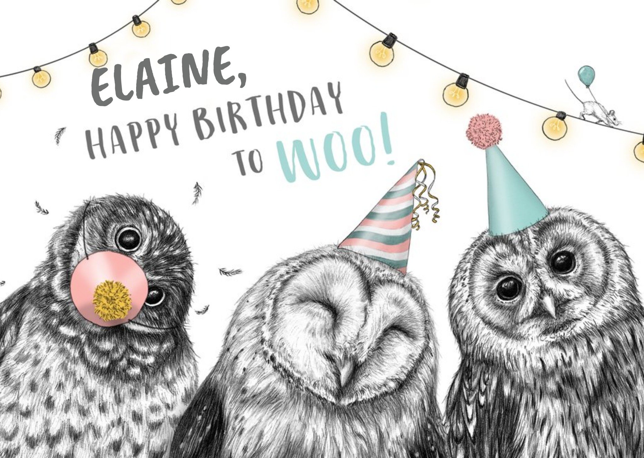 Moonpig Happy Birthday To Woo Partying Owls Birthday Card