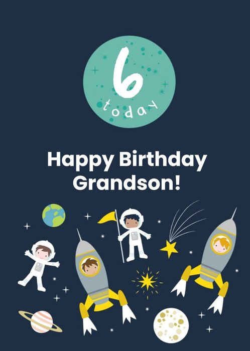 James Ellis Spacekids 6 Today Grandson Birthday Card