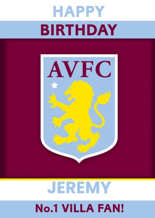 Aston Villa FC Football Fan Birthday Card