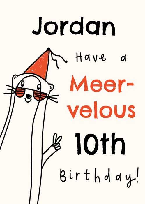 Meerkat Pun Sketchy Illustrated 10th Birthday Card