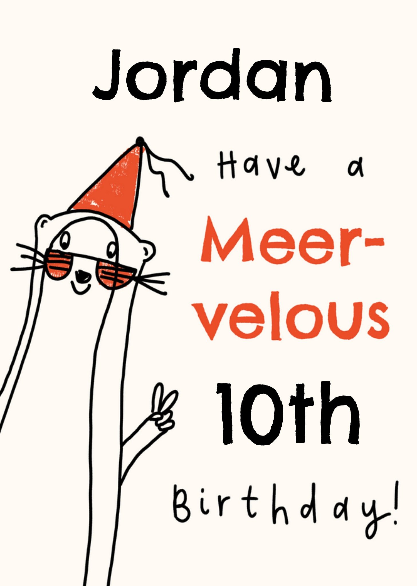 Moonpig Meerkat Pun Sketchy Illustrated 10th Birthday Card Ecard